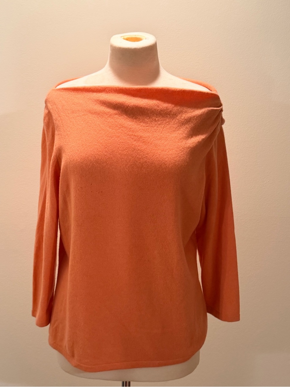 Lafayette 148 New York Peach Off-the-Shoulder Sweater
